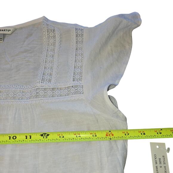 Counterparts Shirt Womens Small White Lace Flutter Sleeve Boho Lightweight NEW - Picture 6 of 9